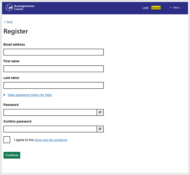 register screen