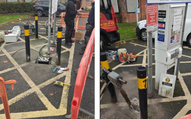 Collage of old payment machines being removed
