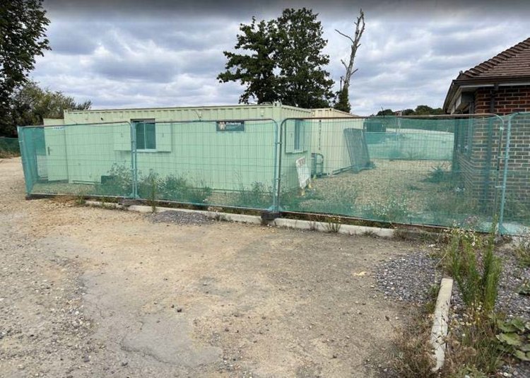 A construction compound set up in Stoke Poges Country Park