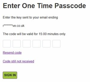 Enter your one time passcode