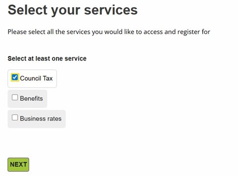 Tick the boxes for the services you want access to
