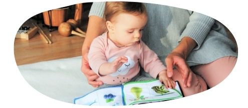 Toddler pointing to a picture book