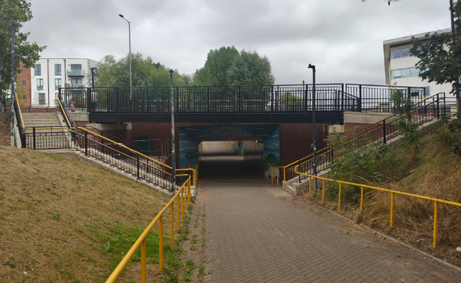 Oxford Road, cycle footbridge in Aylesbury.