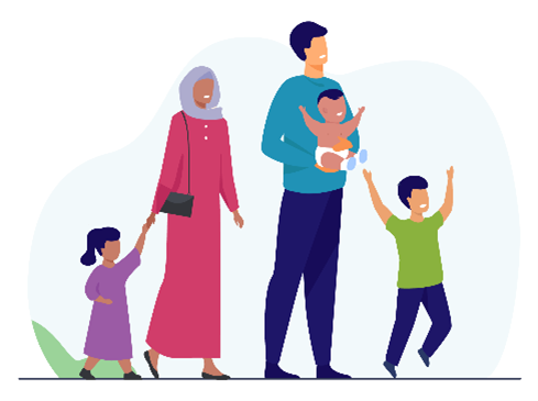 Graphic of two parents and two children
