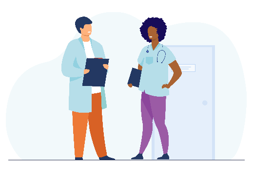 Graphic of two practitioners one male and one female