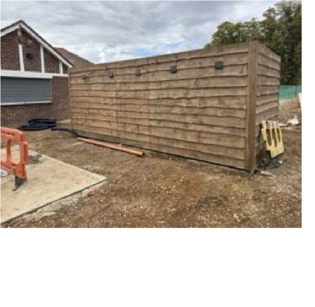 Rear view of the toilet block on the concrete pad