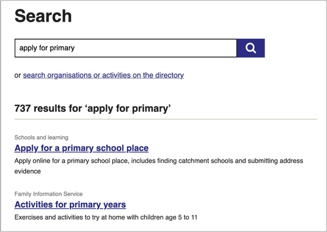 The listing summary appears under the page title in search results.
