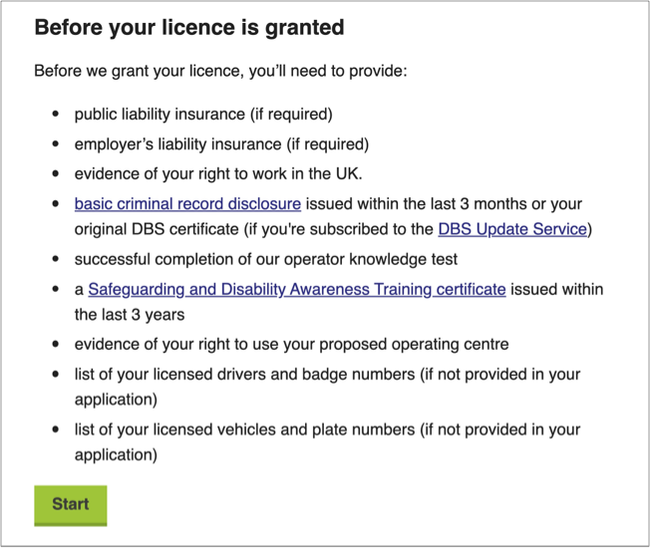 Add a start button to your information page to link out to a form.